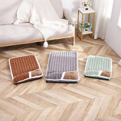 Luxurious Rabbit Fur Pet Floor Floor - Diseño de cuadrícula grande