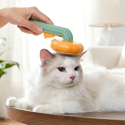 Self-Cleaning Pet Slicker Brush - Pumpkin Design for Dogs, Cats & Rabbits