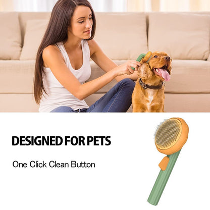 Self-Cleaning Pet Slicker Brush - Pumpkin Design for Dogs, Cats & Rabbits