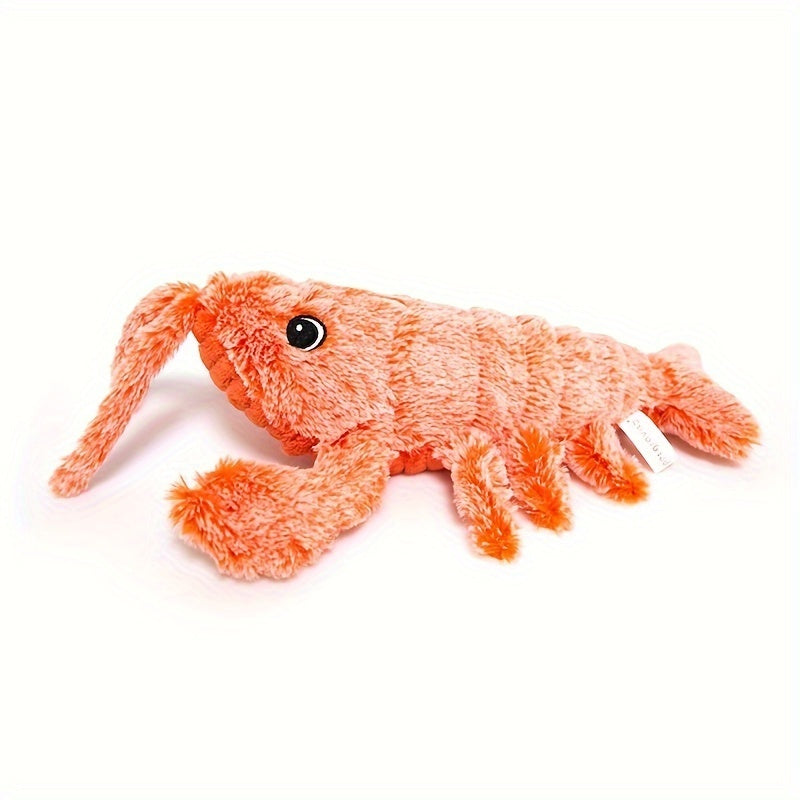 USB Charging Pet Lobster Plush Toy - Electric Jumping Cat & Dog Toy with Catnip