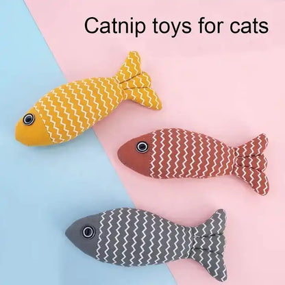 2PCS | 4PCS - Burlap Fish Catnip Toy - Durable Crinkle Kicker for Teething & Interactive Play