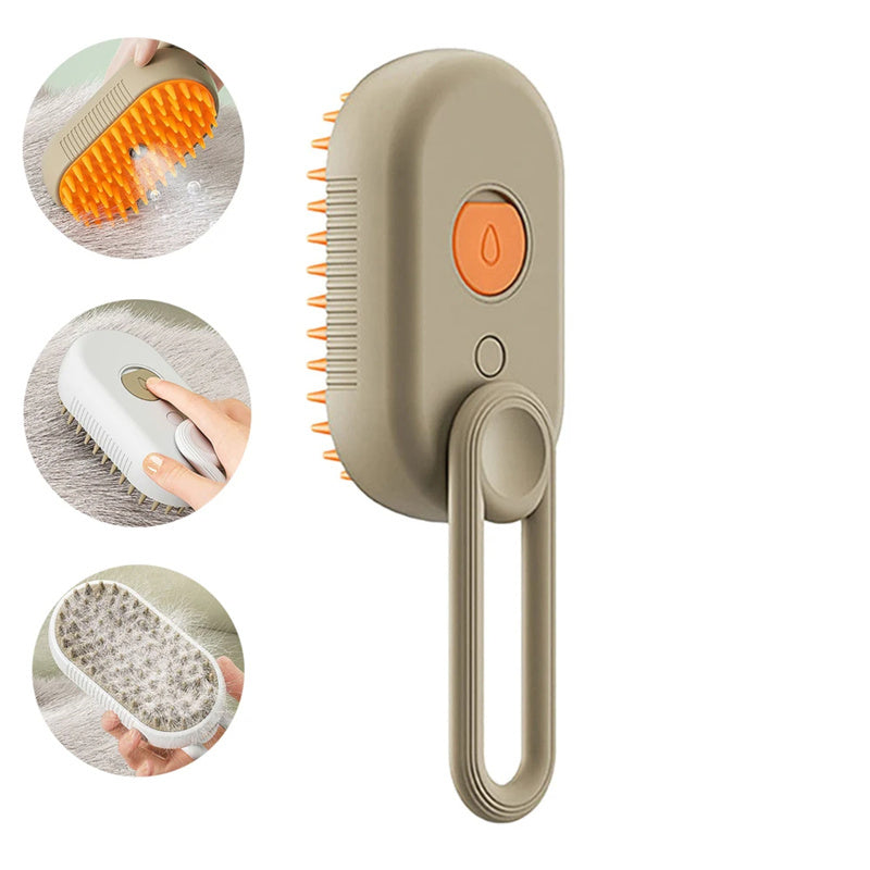 3-in-1 Electric Steam Pet Grooming Brush for Cats & Dogs - Massage, Hair Removal & Spray Function