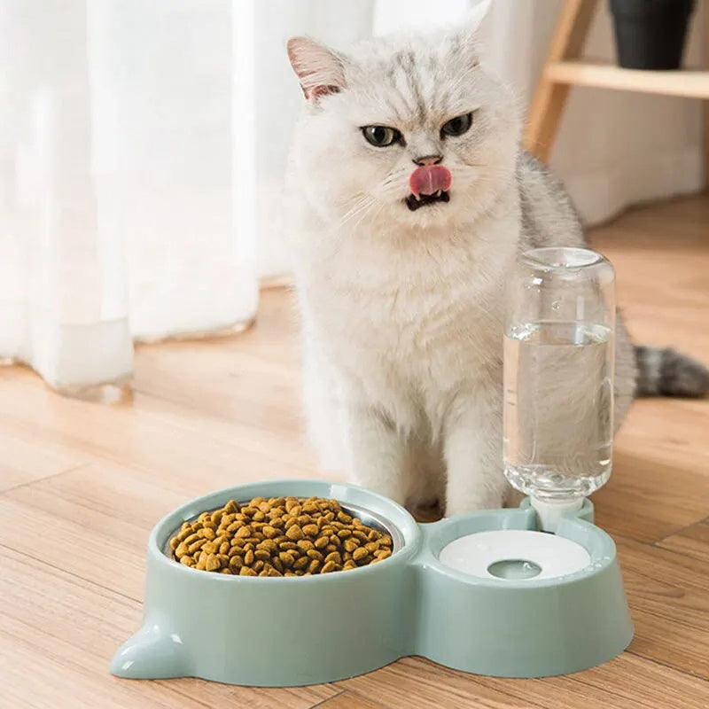 Agua de mascotas automática y tazón de alimentos - Dispensador de gravedad para gatos y perros