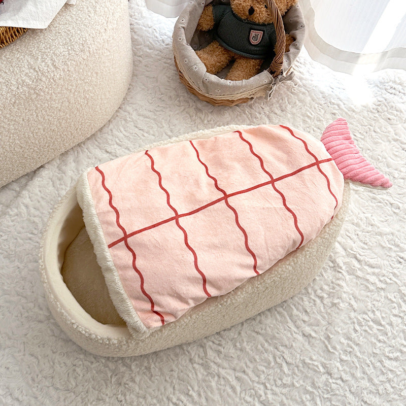 Sushi-Style Pet Bed – Warm, Removable, All-Season Dog & Cat Mattress