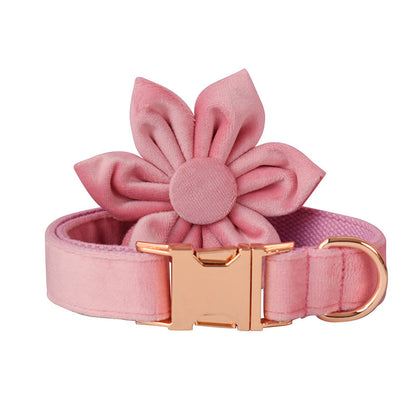 Luxe Goose Down Dog Collar - Hebilla de oro rosa