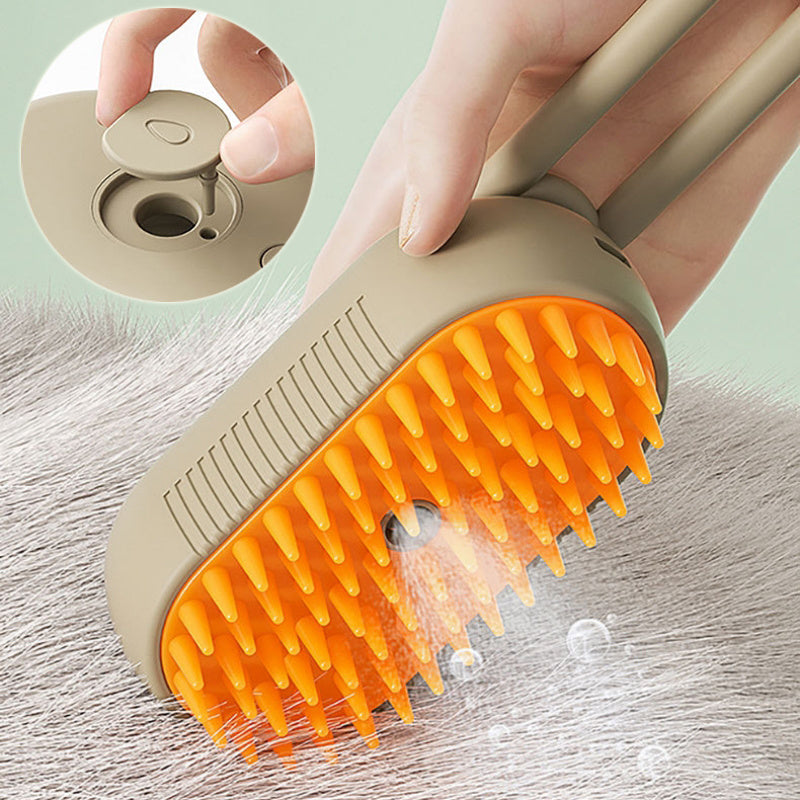 3-in-1 Electric Steam Pet Grooming Brush for Cats & Dogs - Massage, Hair Removal & Spray Function