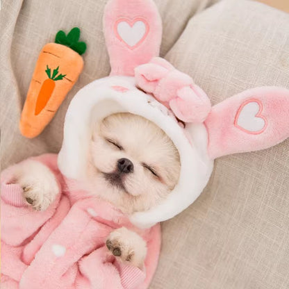 Adorable disfraz de conejo cálido engrosado: atuendo divertido de Halloween para mascotas