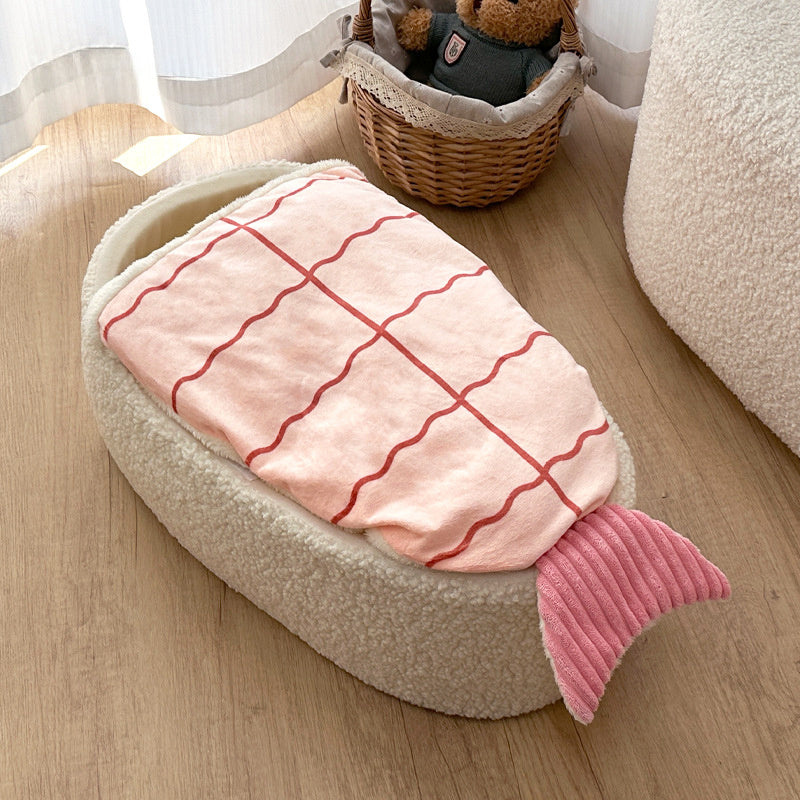 Sushi-Style Pet Bed – Warm, Removable, All-Season Dog & Cat Mattress