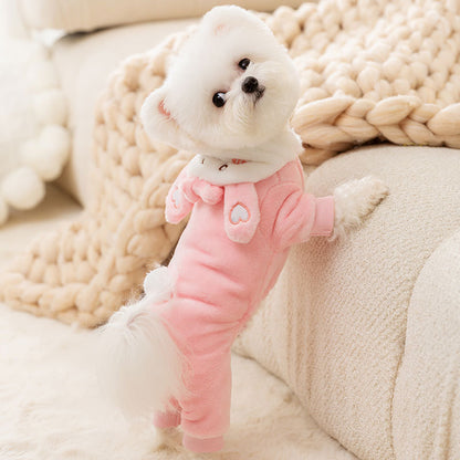 Adorable Thickened Warm Rabbit Costume – Funny Halloween Outfit for Pets