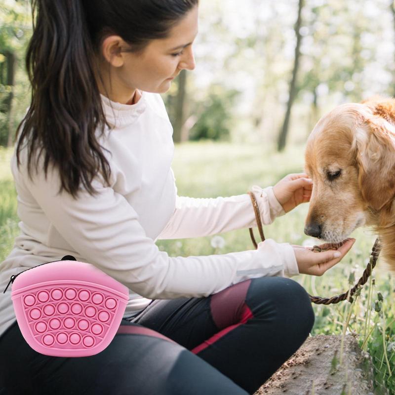 Silicone Dog Treat Pouch - Portable Training Waist Bag for Snacks & Rewards