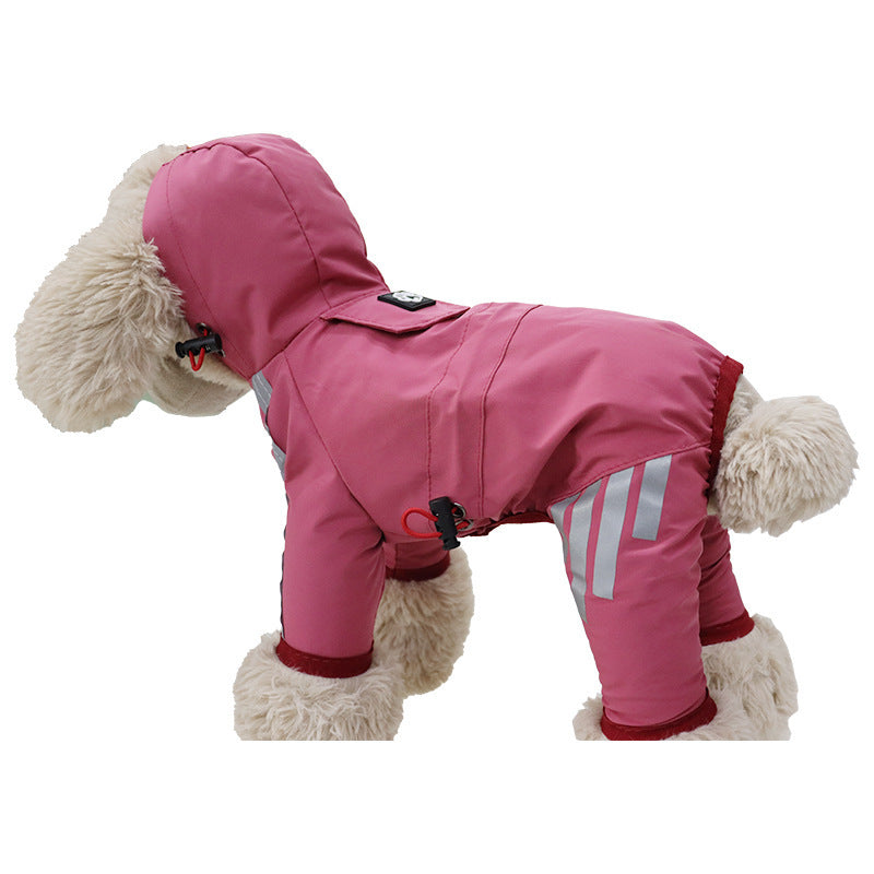 Dog Raincoat with Full Coverage - Waterproof Four-Legged Rain Cape for Pets