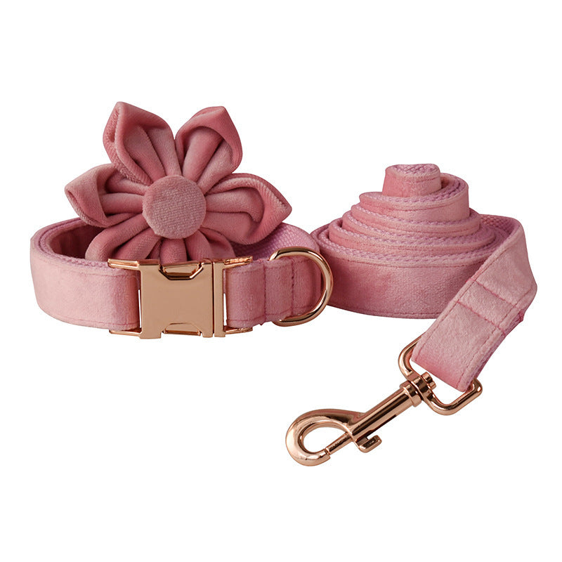 Luxe Goose Down Dog Collar - Hebilla de oro rosa