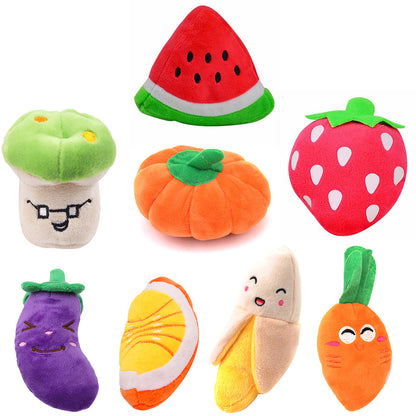 Plush Pet Toys - Diversos diseños de frutas y dibujos animados para perros y gatos