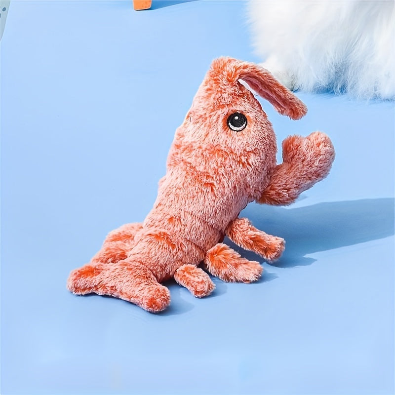 USB Charging Pet Lobster Plush Toy - Electric Jumping Cat & Dog Toy with Catnip