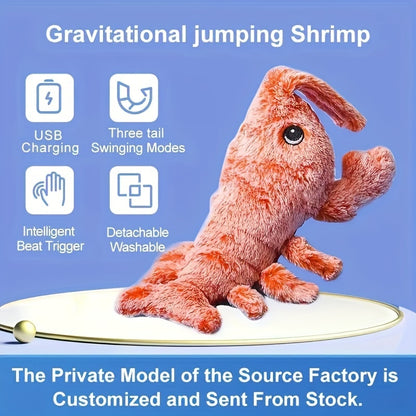 USB Charging Pet Lobster Plush Toy - Electric Jumping Cat & Dog Toy with Catnip