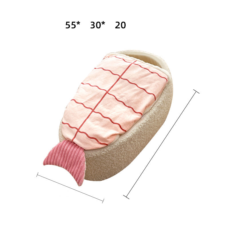 Sushi-Style Pet Bed – Warm, Removable, All-Season Dog & Cat Mattress