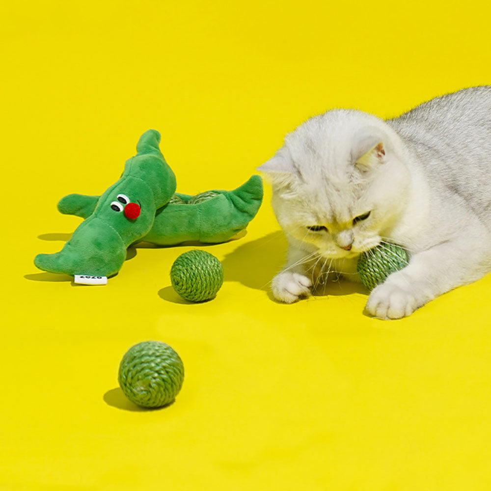 Bolas de juguete de gato interactivas - Sisal Rope Toys con almacenamiento de cápsula de sonido y guisante para jugar en interiores