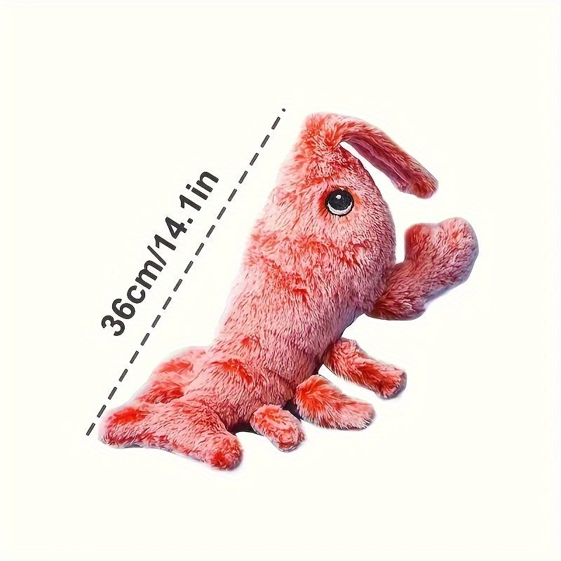 USB Charging Pet Lobster Plush Toy - Electric Jumping Cat & Dog Toy with Catnip