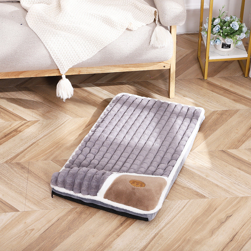 Luxurious Rabbit Fur Pet Floor Floor - Diseño de cuadrícula grande