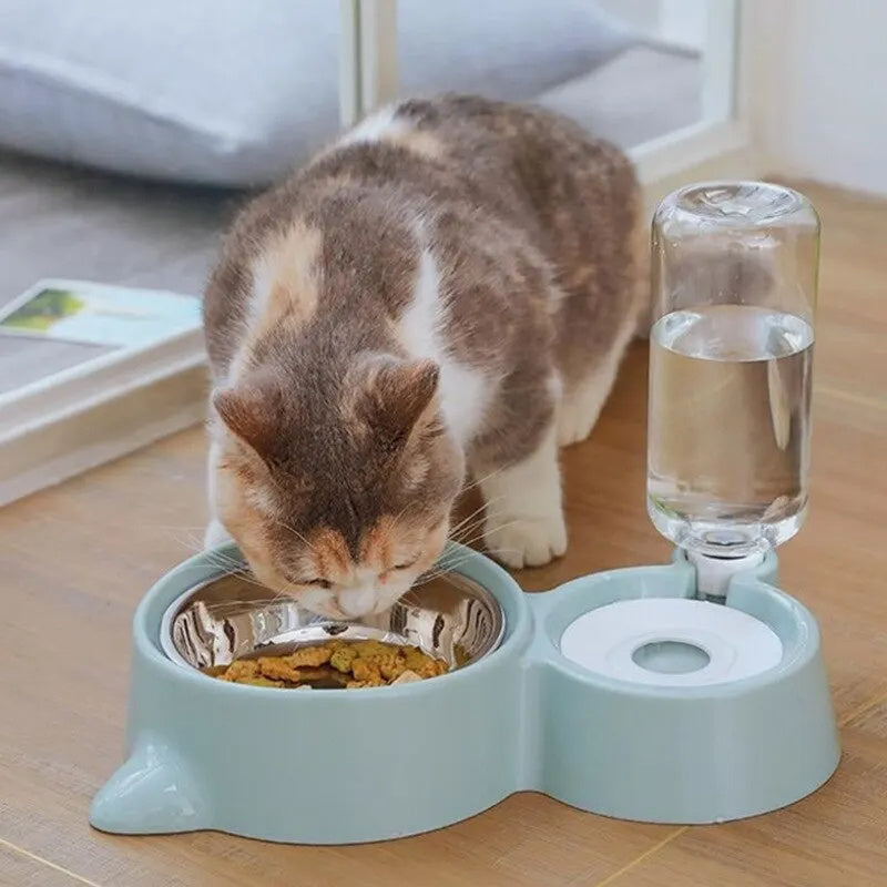 Agua de mascotas automática y tazón de alimentos - Dispensador de gravedad para gatos y perros