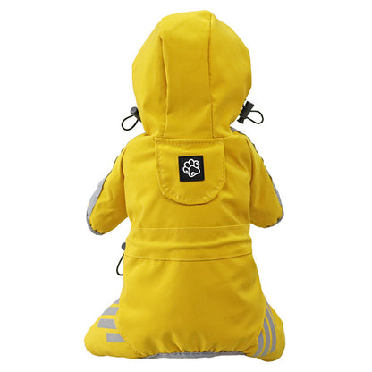 Dog Raincoat with Full Coverage - Waterproof Four-Legged Rain Cape for Pets