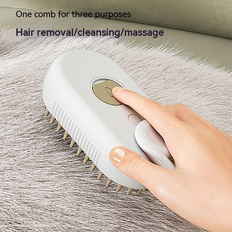 3-in-1 Electric Steam Pet Grooming Brush for Cats & Dogs - Massage, Hair Removal & Spray Function