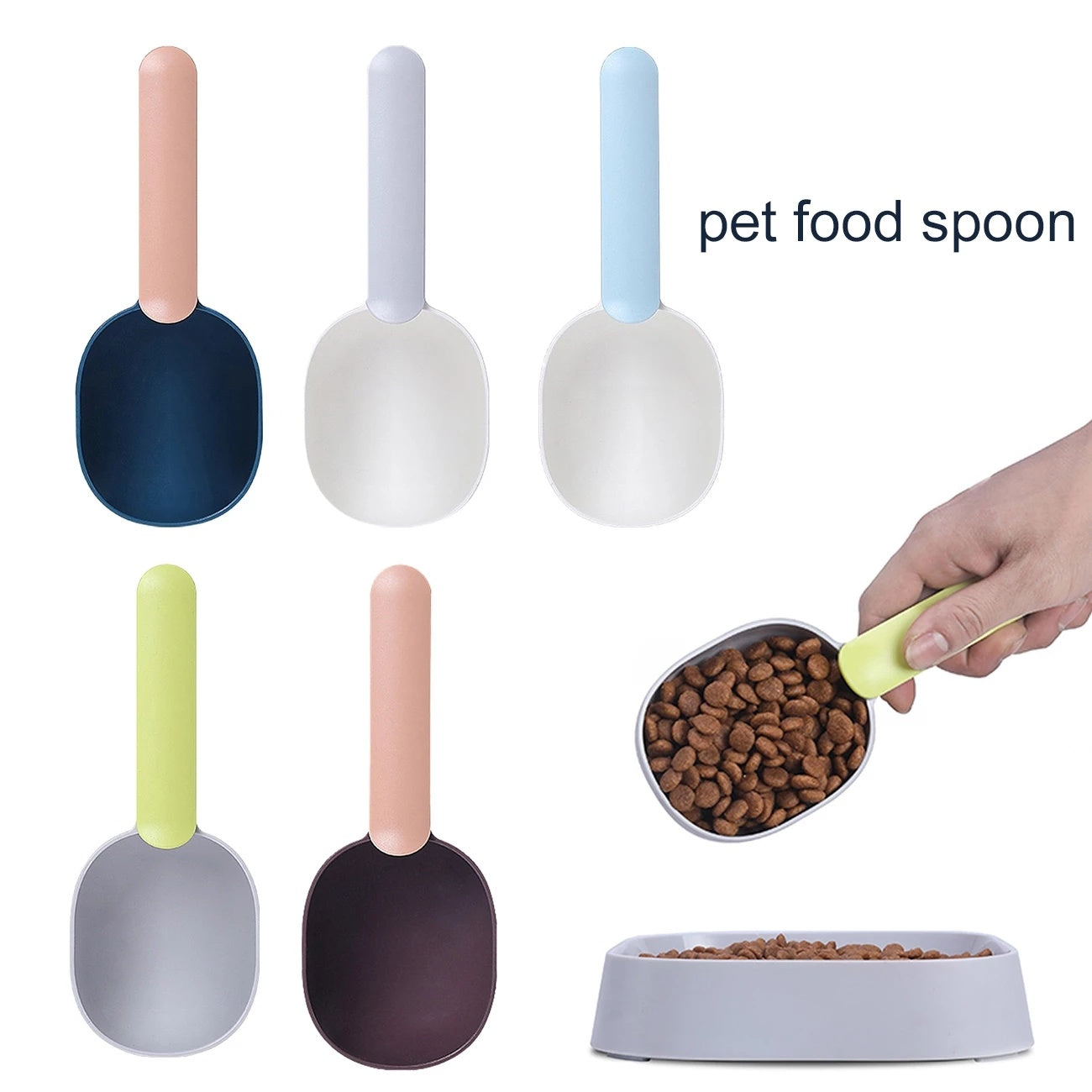 Ergonomic Pet Food Scoop - Measuring Cup with Bag Clip for Dogs & Cats