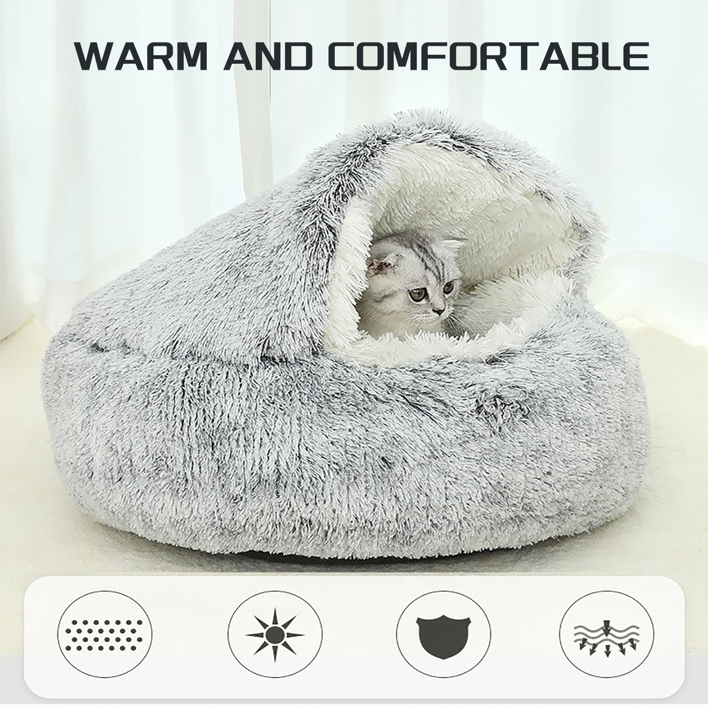 Luxurious Luxious Laveus Round Cat Bed - suave, semicerrado y acogedor para la comodidad de invierno